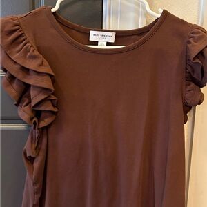Marc New York Chocolate Ruffle Sleeve Blouse